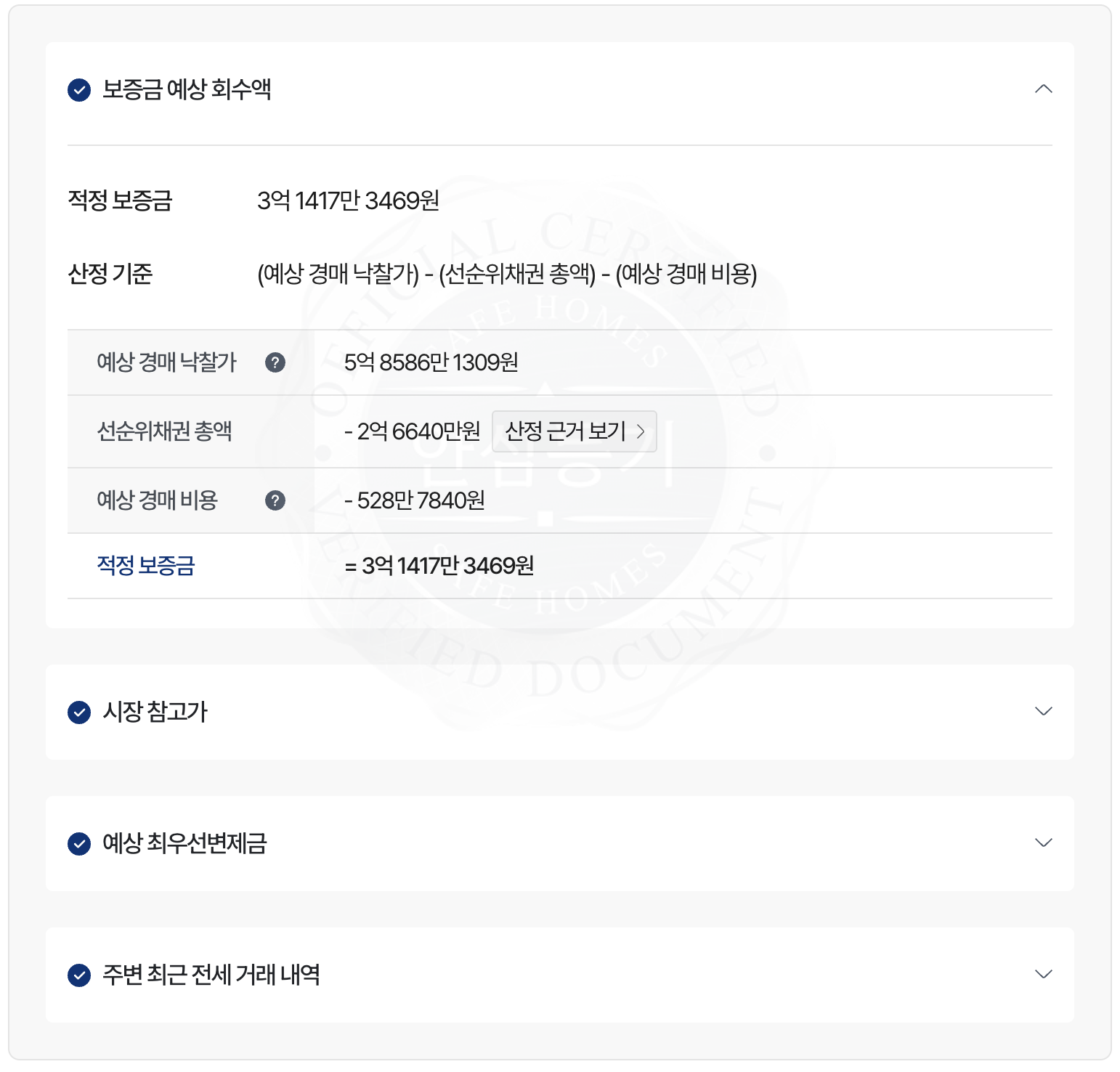 안심등기는 새로 설정된 근저당권을 포함한 전체 선순위 채권 구조를 다시 분석하여 보증금 회수 가능성을 재평가합니다.